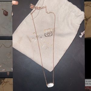 Kendra Scott Ever Necklace Rose Gold and White Stone